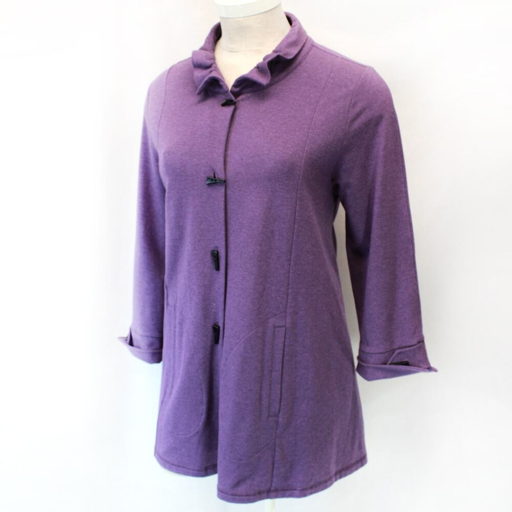 Soft Surroundings Art to Wear Lagenlook Stretchy Sweater Jacket pockets Large